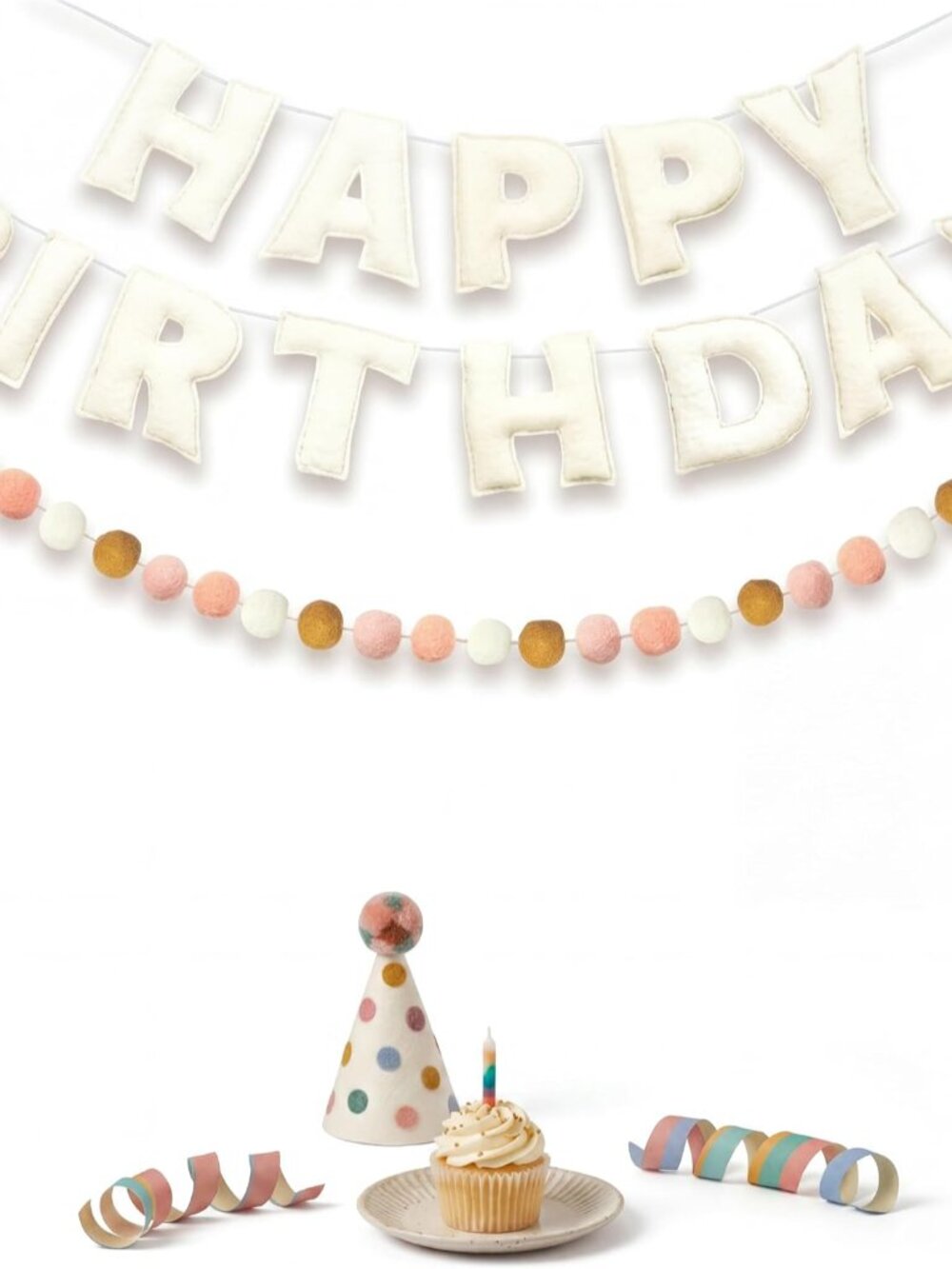 2 Pcs 9.83ft 3D Happy Birthday Felt Fabric Banner, Bohemia